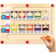 P SQUARE Magnetic Color and Number Maze, Montessori Toys Wooden Magnet Board, School Educational Toys Must Haves for Kids, Montessori Fine Motor Skills Toys for 3 Year Old Boys & Girls (Train)