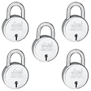 Link® 50mm New Round Padlocks 5Pcs Set | 50,000 Key Combinations | Steel Body | Double Locking | 3 Keys for Each Padlock | Iron Liver | Made in India
