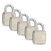 Link® Hi-Tech 60mm Padlocks 5Pcs-Set | Stainless Steel Body | Hardened Shackle | 3 Silver Keys with Hi-Tech Nickle & Keychain | Made in India| 3Keys for Each Padlock