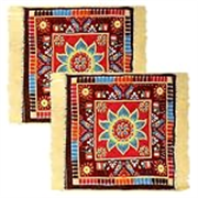 Solimo Velvet Prayer Mat | Perfect for Pooja/Meditation/Prayer | Soothing Texture | Multicolor – Check Square Design | (62 x 62 x 1 cm) (Pack of 2)