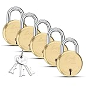 Link 65mm New Brass Round Padlocks 5Pcs Set | 50000 Computerised Key Combinations | Double Locking | Brass Body | Brass Liver | Made in India | 3 Keys for Each Padlock