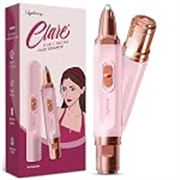 Lifelong 2in1 Face & Eyebrow Trimmer for Woman |Painless Portable Gentle Face Mini Hair Remover |TypeC Rechargeable Facial Hair Removal Machine |Upper Lips, Chin, Ear & Nose |Focus Light, 2Hr Runtime