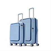 Aristocrat Solana Set of 2 (Cabin+Medium) Hard Case Trolley Bags, Blue | Laptop Compartment (Cabin), TSA Lock, Expander, 8-Wheels, Polypropylene Case, Spacious Travel Luggage, 3-Year Global Warranty