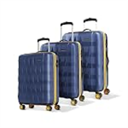 Aristocrat Comet Set of 3 (Cabin+Medium+Large) Hard Case Trolley Bags, Blue | 8-Wheels, Durable Case, Spacious, Combination Lock, Sturdy Zipper, Lightweight Travel Luggage, 3-Year Global Warranty