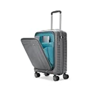 Aristocrat Solana Cabin Hard Case Trolley Bag with Laptop Compartment, Grey | TSA-approved Lock, 8-Wheels, Durable Polypropylene Case, Sturdy Zipper, Compact Travel Luggage, 3-Year Global Warranty