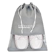 Shoeshine Large Travel Shoe Bags – 48 Pcs with Clear Window, Non-Woven Drawstring, 12″ X 16″ for Men Women – Grey