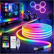 Gesto RGBIC Neon Rope Light 5V USB Powered, Music Sync LED Strip Light | App, Remote & Button Control | 99+ Dynamic Color Modes | Gaming, Home, Outdoor, Bar, Diwali & Party Decoration – 5 Meter