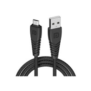 Portronics Konnect B Micro USB Cables For Fast Charging & Data Sync 3.0 Amp with PVC Heads I Nylon Braided I 1 mtr(Black)