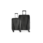 Aristocrat Air Pro Set of 2 Hard Polypropylene Check-in Trolley Bag(56+76cm)|Cabin & Large|Lightweight with 4 Wheel Spinner Strong Wheels, Secured Zip & Secured Combination Lock|Jet Black|Unisex