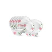 Larah by Borosil Red Mist Fluted Series Opalware Dinner..