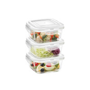 Borosil Klip n Store (800 ml x 3) Square Glass Food Sto..